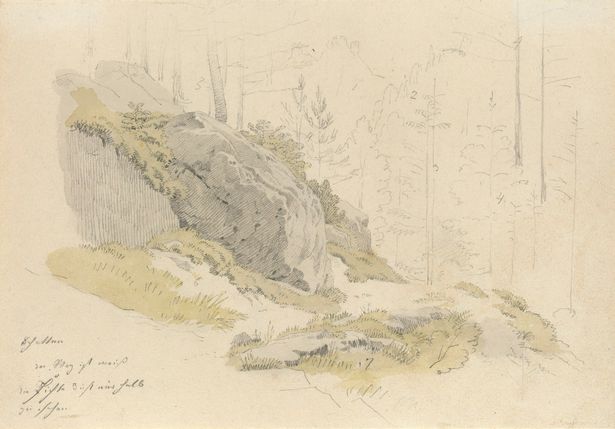 Caspar David Friedrich Bild: Felsen an einem Waldweg