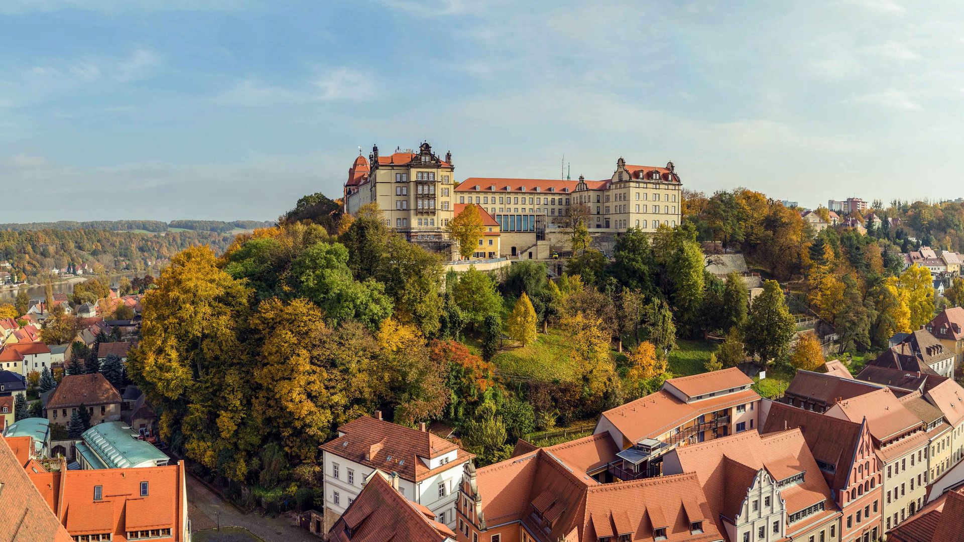 Panorama von Pirna mit Blick auf den Sonnenschein