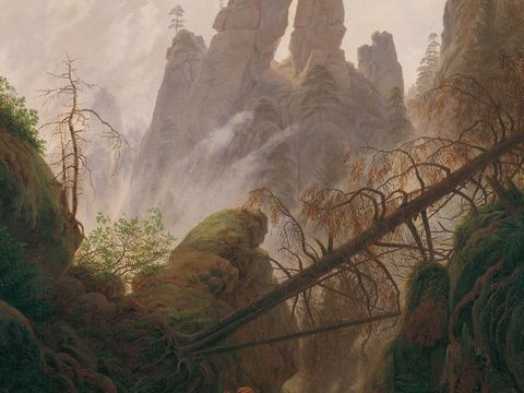 Caspar David Friedrich, "Felslandschaft im Elbsandsteingebirge", Öl auf Leinwand, 1822/23 Caspar David Friedrich, "Felslandschaft im Elbsandsteingebirge", Öl auf Leinwand, 1822/23
