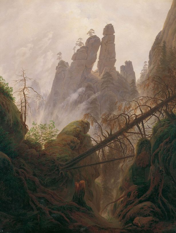 Caspar David Friedrich, "Felslandschaft im Elbsandsteingebirge", Öl auf Leinwand, 1822/23