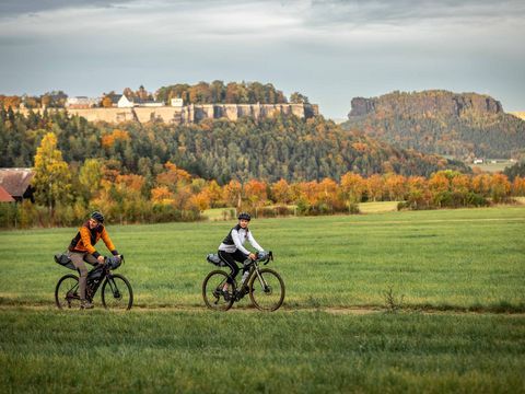 Rockhead Blick zur Festung Königstein und Lilienstein