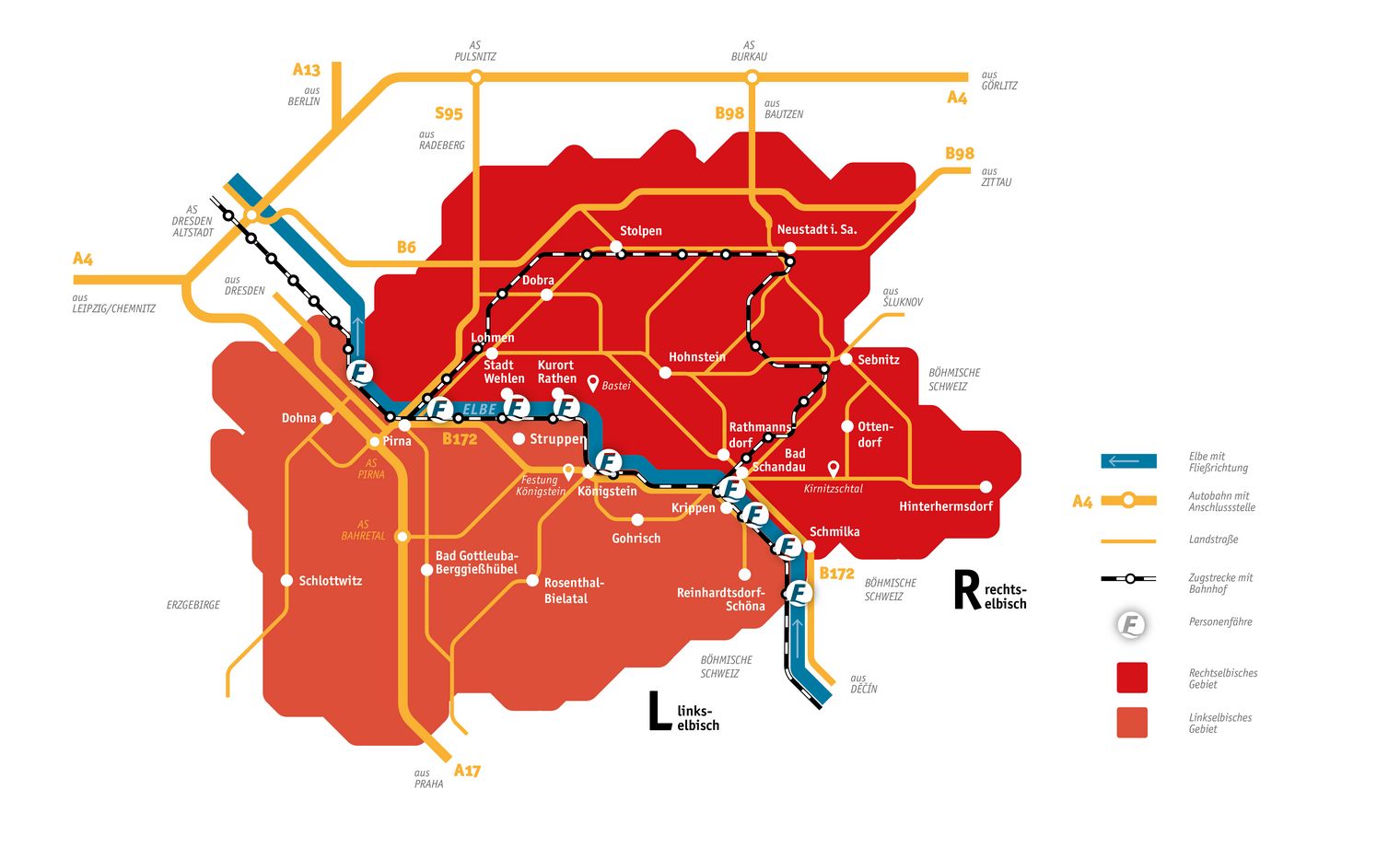 Kartenübersicht mit roten und blauen Linien, die verschiedene Routen und Stationen darstellen.
