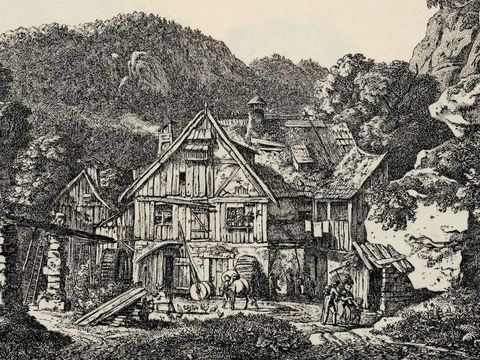 Adrian Ludwig Richter, "Schmilkaer Mühle", Kupferstich, 1823 Adrian Ludwig Richter, "Schmilkaer Mühle", Kupferstich, 1823