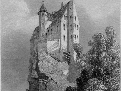 Payne, A. H. "Abb.Sä.- Bö. Schweiz 21 Burg Hohnstein "Stahlstich, sw, um 1840