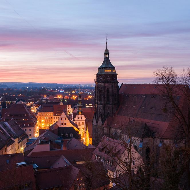Pirna Blick auf Marienkirche am Abend 