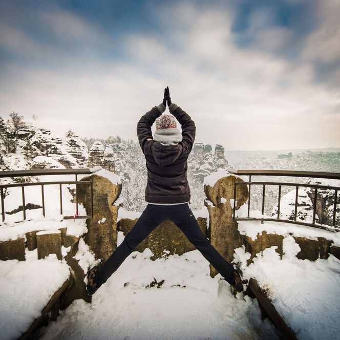 Yoga an der Basteibrücke