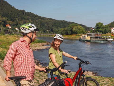 Radfahrer am Elberadweg in Königstein