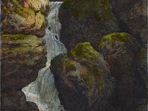 Lichtenhainer Wasserfall von Carl Justus Peschek, Stahlstich kol., um 1830