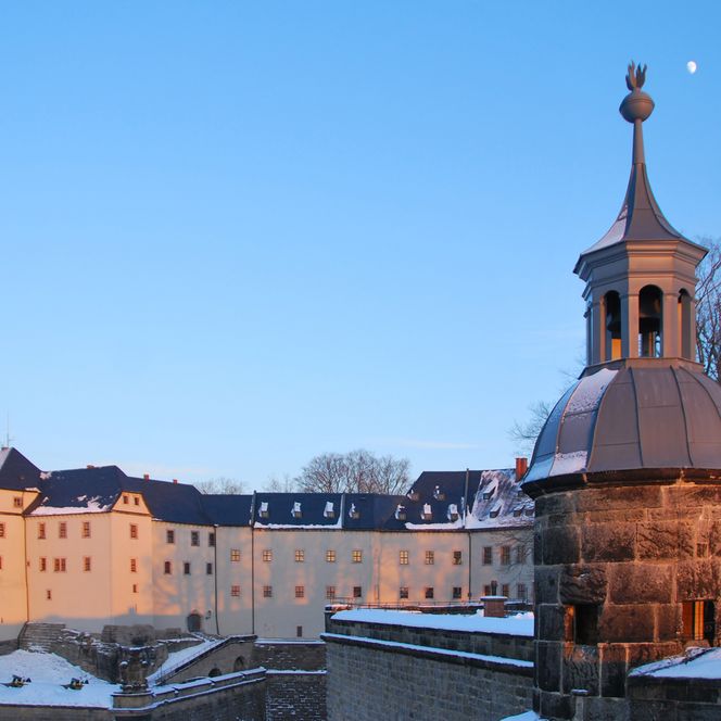 Festung Königstein im Winter mit Schnee