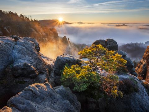 Wandergebiet Schrammsteine in Deutschland (Sächsische Schweiz)