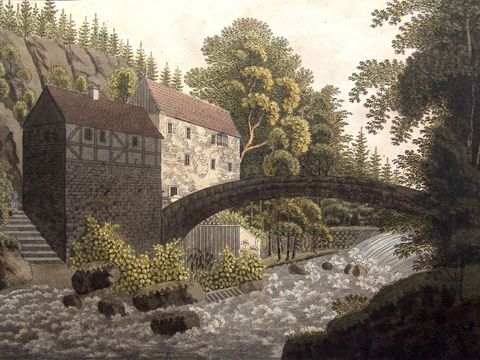 Stadler, Franz "Liebethaler Grund, Luck-Mühle" im Kupferstich um 1800